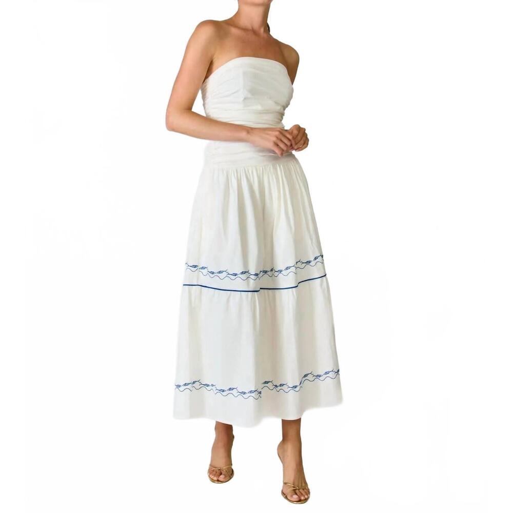 NEW LINE AND DOT oia dress in white/blue